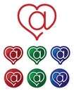 Symbol of the e-mail and the heart.