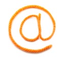 The symbol e-mail from a orange wool