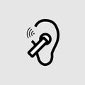 symbol of an ear with wireless earbud Royalty Free Stock Photo