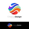 Symbol earth logo with colorful style, globe icon Royalty Free Stock Photo