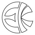 Symbol Eckankar religion EK contour outline line icon black color vector illustration image thin flat style