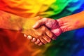 Symbol of Equality: Handshake and the LGBT Rainbow Flag - Generative AI