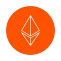 Symbol of the ethereum crypto currency, monochrome round icon, flat style.
