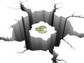 Symbol euro and circular hole in the ground Royalty Free Stock Photo
