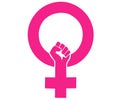 Feminism symbol depicting a raised hand and fist clenched in a circle