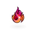 Symbol Fire logo with glossy design vector image Royalty Free Stock Photo