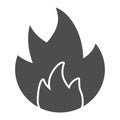 Symbol of fire solid icon. Flammable caution sign glyph style pictogram on white background. Fire or flame warning sign