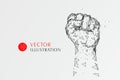 The symbol of the fist composed of the dotted line symbolizes the moral of the struggle and progress, vector illustration Royalty Free Stock Photo