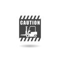 Symbol Forklift truck sign. Hazard warning forklift icon with shadow