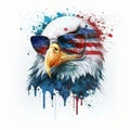 Symbol of Freedom: Patriotic Eagle Head and American Flag Combined, Isolated on White background - Generative AI