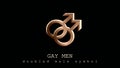 The symbol of gay male. LGBT community. Digital graphic, logo, poster. The doubled male sign.