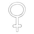 Symbol of gender. Female. Mirror of Venus. Vector. Colorless background. Educational coloring for children.