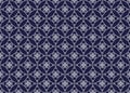 Symbol geometric white line flowers on dark blue background seamless pattern for cloth Royalty Free Stock Photo
