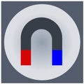 The symbol of a gray magnet in the shape of a horseshoe with a color resolution of the magnetic poles of red and blue Royalty Free Stock Photo