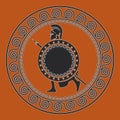 Symbol with the Greek soldier. Silhouette of the Spartan soldier