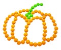 Symbol Halloween - a pumpkin. Composed of small round candies.