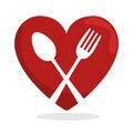 symbol healthy food heart spoon fork Royalty Free Stock Photo