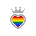 Symbol heart with crown with flag rainbow lgbt pride