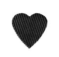 The symbol of a heart cut from corrugated cardboard black color isolated on white background