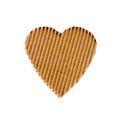 The symbol of a heart cut from corrugated cardboard isolated on white background Royalty Free Stock Photo