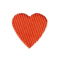 The symbol of a heart cut from corrugated cardboard red color isolated on white background Royalty Free Stock Photo