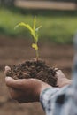 Symbol heart earth day. Handful of dirt hands heart shape. Farm organic earth. Farmer hands soil ground earth dirt garden soil Royalty Free Stock Photo