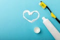 Symbol of heart and love from toothpaste. Royalty Free Stock Photo