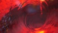 Symbol of hell, inferno and infinity. Red liquid hypnotic aqua swirl turning. Meditative ruby luminous whirlpool. Mesmerising
