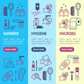Symbol of Higiene Banner Vecrtical Set. Vector Royalty Free Stock Photo