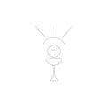 Symbol of holy communion bread and wine line drawing, vector illustration Royalty Free Stock Photo