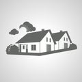 Symbol of home, group of houses icon, realty silhouette, sign of real estate