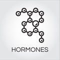 Symbol of hormones chain in abstract linear style. Black icon