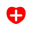 symbol for hospital red heart white cross inside