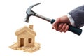 Symbol house divorce and hammer concept,  court Royalty Free Stock Photo