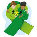 Symbol icon awareness, World Organ Transplant Day, green ribbon. Ideal for educational