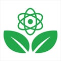 Symbol icon of molecular atom circle with leaves concept of bio chemistry science of green physics