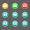 Symbol icon set media player control white round buttons. illustrator Royalty Free Stock Photo