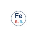 Symbol of vitamins Fe or iron and B group, flat vector illustration isolated.