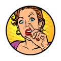 Symbol icon.Woman picking nose