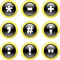 Black Glossy Bubble Button Symbol icons