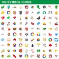 100 symbol icons set, cartoon style Royalty Free Stock Photo