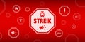 Symbol image railroad strike with icons Royalty Free Stock Photo