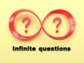 Symbol of infinity and question marks. Abstract concept. Royalty Free Stock Photo