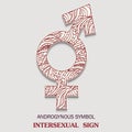 Symbol of Intersexual is a androgynous sexuality sign with a pattern in tribal Indian style.