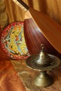 Symbol of Islam. baglama saz, incense burner