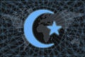 Symbol of Islam with modern design. With a dark background and a world map. Graphic concept for your design Royalty Free Stock Photo