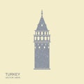 Symbol of Istanbul and Turkey. Galata Tower vector flat icon