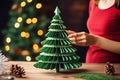 Symbol of joy: a Christmas tree made with your own hands Royalty Free Stock Photo