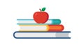 Symbol of Knowledge and Learning: Books with Apple, vector design Generative AI Royalty Free Stock Photo