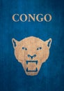 the symbol of leopard from Congo and the typography of the congolese country. rich and colorful and flat design create with old-